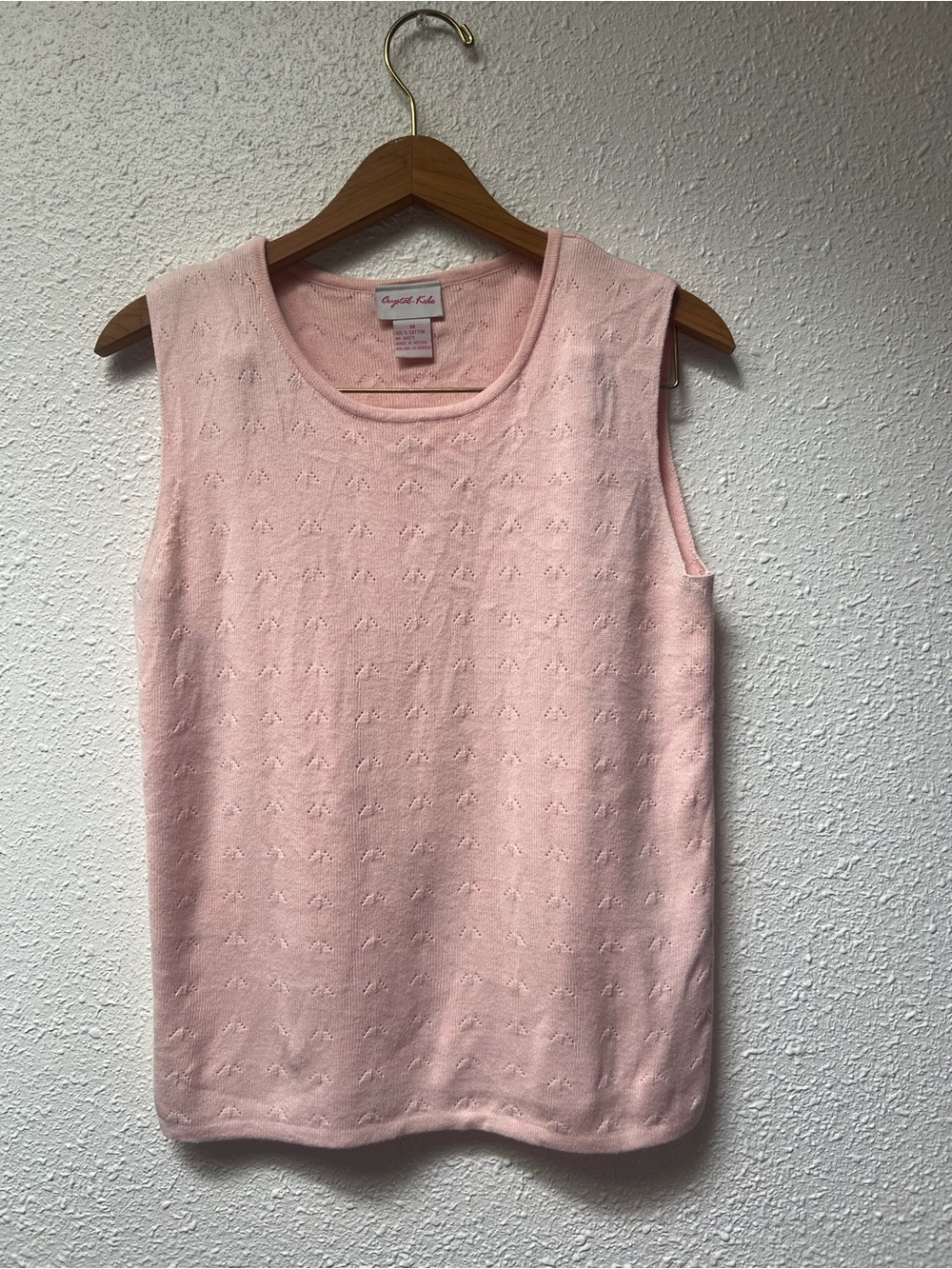 Pink Sleeveless Knit Tank - 100% Cotton